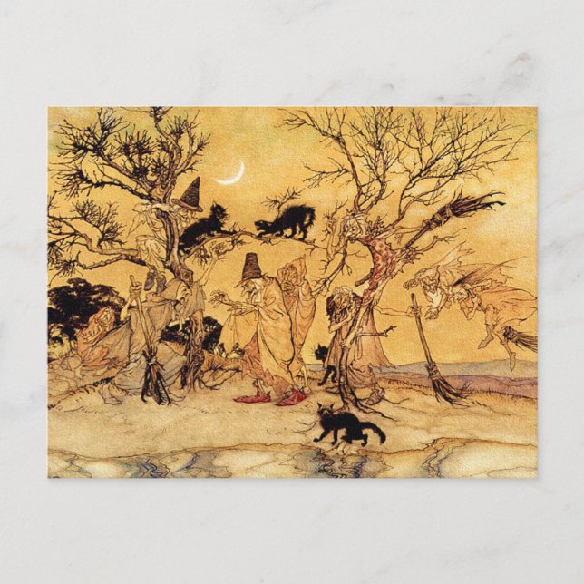 Postkarte: Die Hexen Sabbat - Halloween Art Postkarte (Vorderseite)