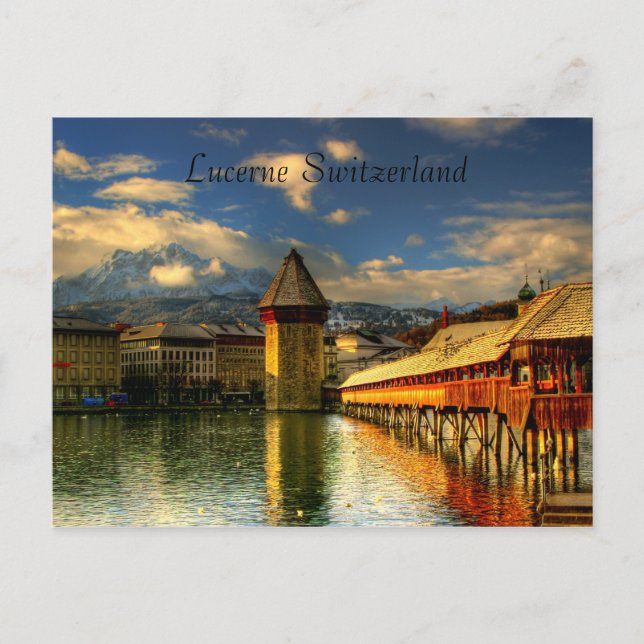 Postkarte die Luzerne-Schweiz-Kapellen-der Brücke (Vorderseite)
