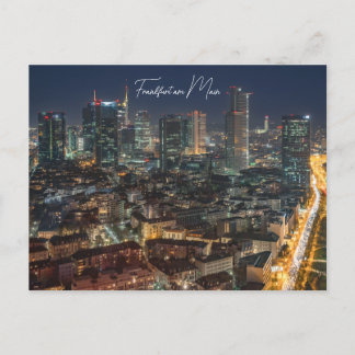 Postkarte, die Skyline Frankfurt bei Nacht  Postkarte