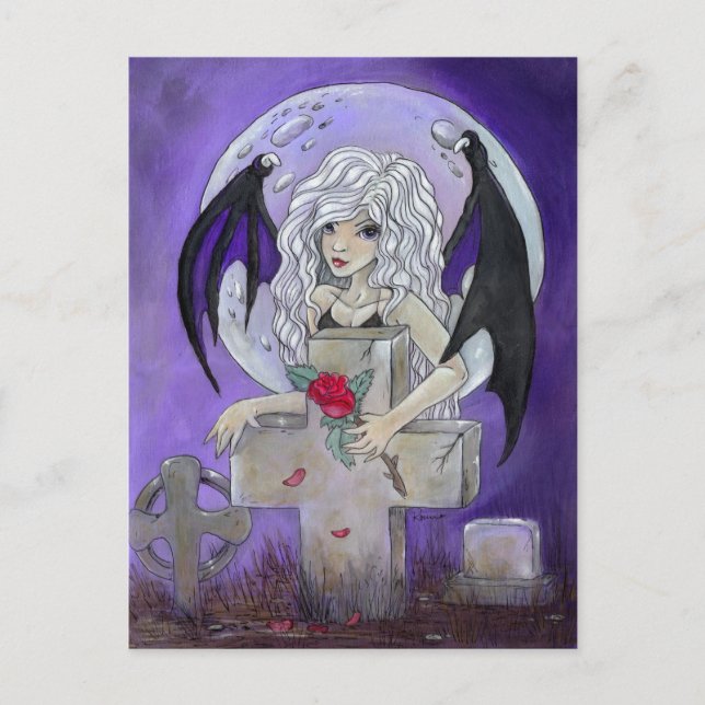Postkarte "Dunkelende Rose" (Vorderseite)
