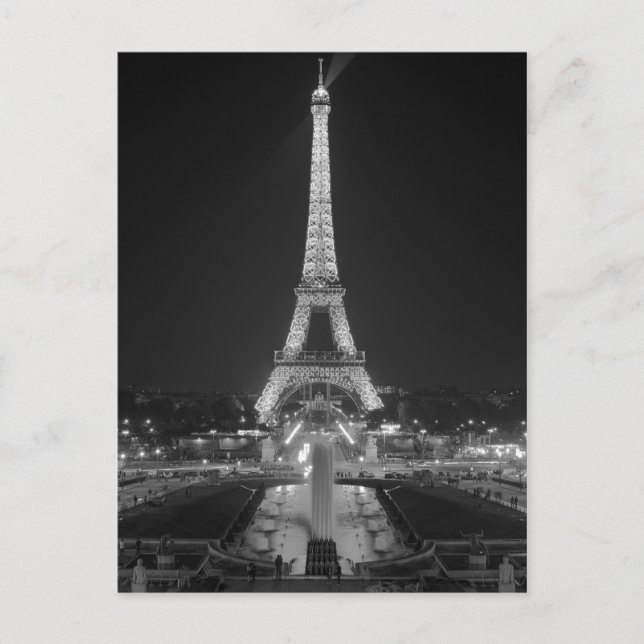 Postkarte: Eiffelturm in Schwarz-Weiß-Paris Postkarte (Vorderseite)