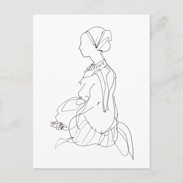 Postkarte einer sitzenden Frau (Vorderseite)