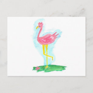 Postkarte eines rosa Flamingo