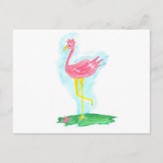 Postkarte eines rosa Flamingo
