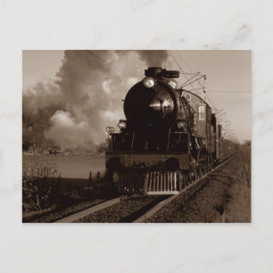 Postkarte ~ EISENBAHNZUG DURCHQUERT LANDSCHAFT