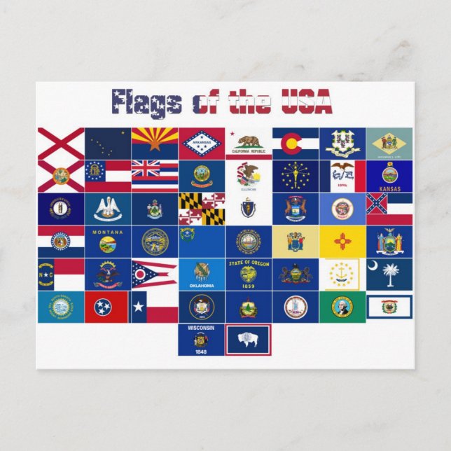 Postkarte "Flaggen der USA" (Vorderseite)
