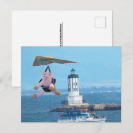 Postkarte - Flying Pig over LA Harbour Light