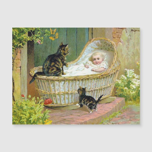 Postkarte für Baby, Katze und Kätzchen (Vorderseite)