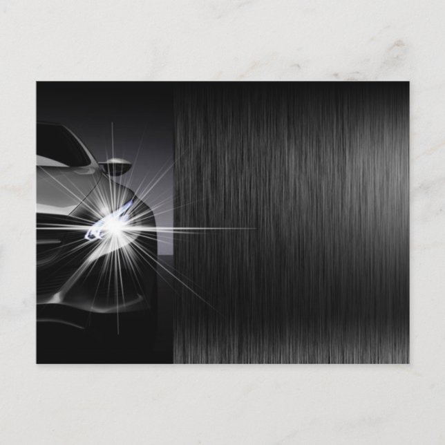 Postkarte für das Metalldesign der Black Car Autom (Vorderseite)