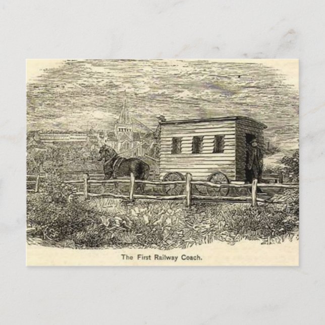 Postkarte für den ersten Eisenbahnwagen (Vorderseite)