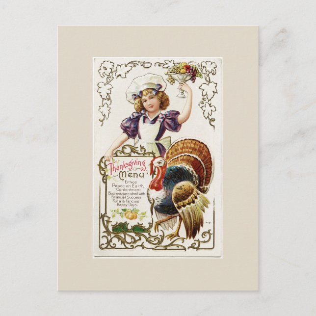 Postkarte für den Vintagen Erntedank (Vorderseite)