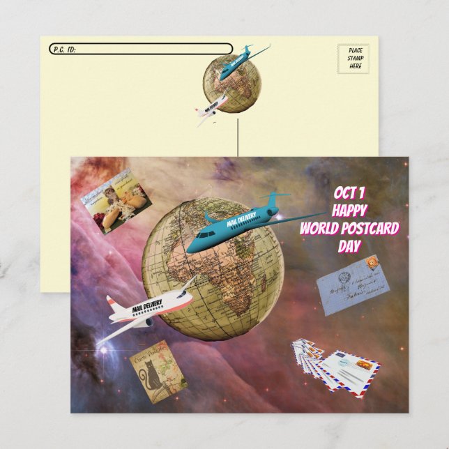 Postkarte für den Weltpostkartentag (1. Oktober) (Vorne/Hinten)