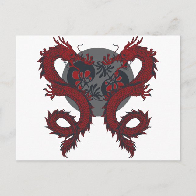 Postkarte für doppelten Drachen (Vorderseite)