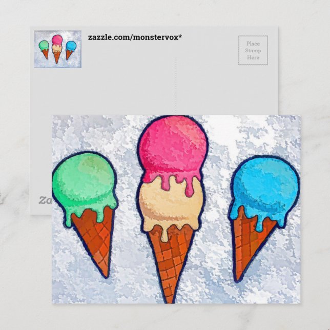 Postkarte für Eiscreme (Vorne/Hinten)