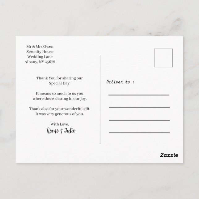 Postkarte für Familie und Freund (Rückseite)