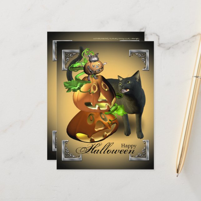 Postkarte für Halloween-Spiele (Vorderseite/Rückseite Beispiel)