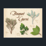 Postkarte für Herb Bouquet anpassen<br><div class="desc">Personalisieren Sie Ihren eigenen Text. Bouquet garni, eine klassische französische Mischung aus aromatischen Kräutern, die Suppen, Eintopfen und Vorräten zugesetzt wird. 4 frische Thyme oder 1 TL getrocknete 4 frische Parsley oder 1 T getrocknetes 1 Bay Leaf, frisch oder getrocknet 1 würziger Frischkohl (optional) oder 1 ½ Tp getrocknete Krawatte...</div>