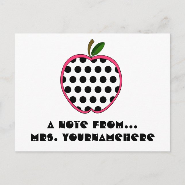 Postkarte für Lehrer - Polka Dot Apple (Vorderseite)