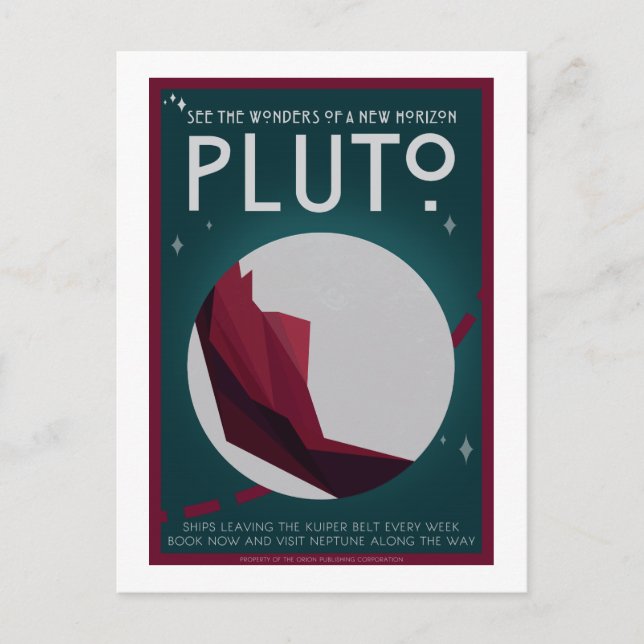 Postkarte für Raumfahrt - Pluto (Vorderseite)