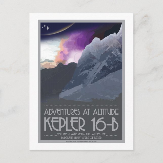 Postkarte für Raumfahrten - Kepler 16-b (Vorderseite)