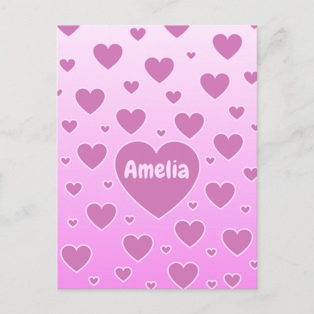 Postkarte für rosa Herzen (Vorderseite)