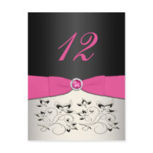 Postkarte für Rosa, Schwarz und Silberne Tischnumm