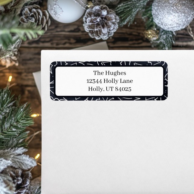 Postkarte für Schiffe und Silver Holiday (Navy and Silver Holly return address label )