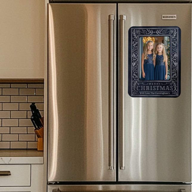 Postkarte für Schiffe und Silver Holiday Magnet (Navy and Silver Holiday Photo Magnet )