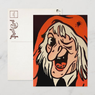 Postkarte für Vintage Hexenkopfverzierung
