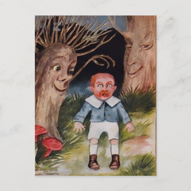 Postkarte für Vintage Spooky-Bäume (Vorderseite)