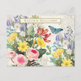 Postkarte für Vintagen, floralen benutzerdefiniert