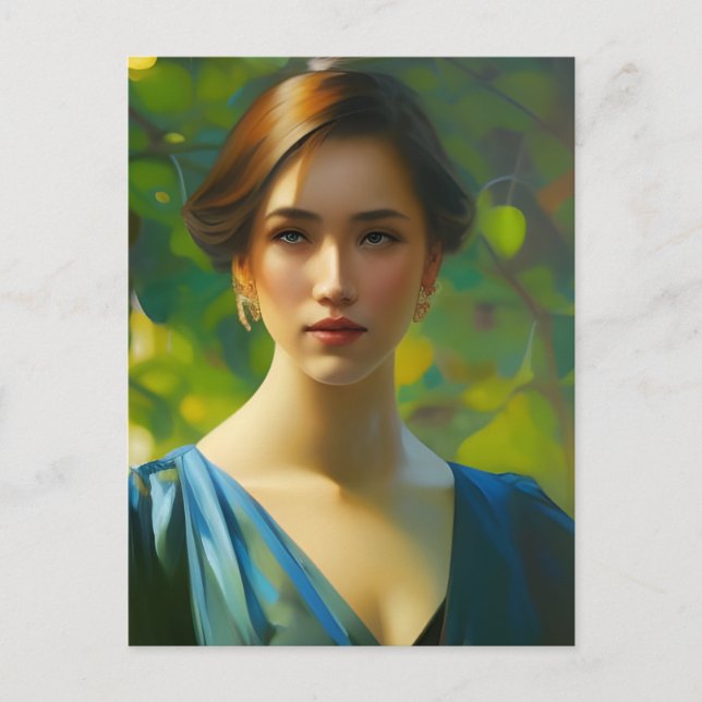 Postkarte für weibliche Portrait-Malerei (Vorderseite)
