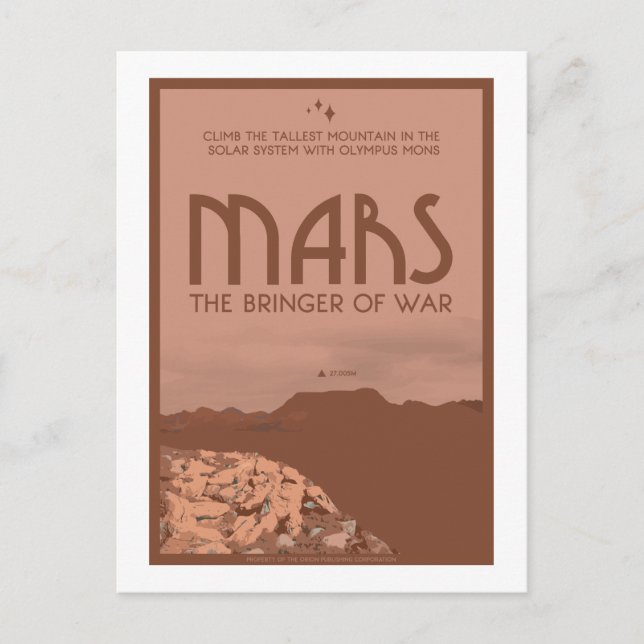 Postkarte für Weltraumreisen - Mars (Vorderseite)