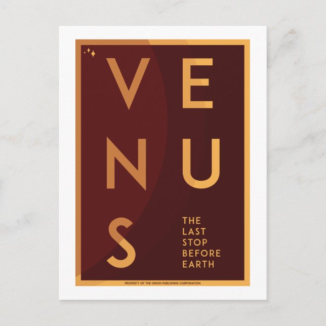 Postkarte für Weltraumreisen - Venus (Vorderseite)