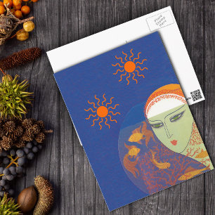 Postkarte: Gesicht hinter dem Fischglas Postkarte