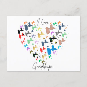 Postkarte Guadeloupe – Motiv multifarbene Herz