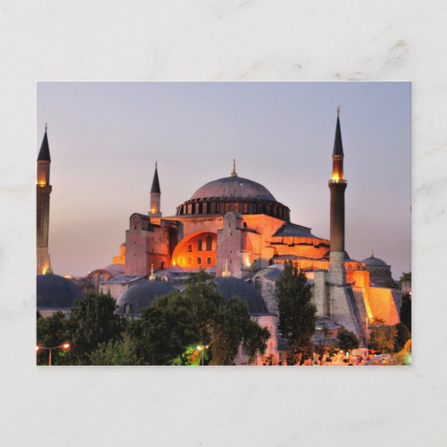Postkarte Hagia Sophia, Istanbul bei Dämmerung (Vorderseite)