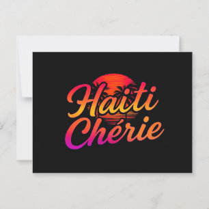 Postkarte Haiti Chérie – Tropischer Neon-Sonnenunt