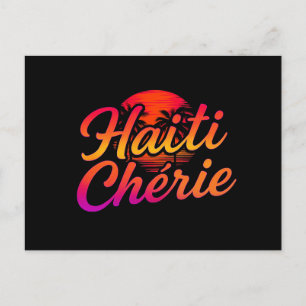 Postkarte Haiti Chérie – Tropischer Neon-Sonnenunt