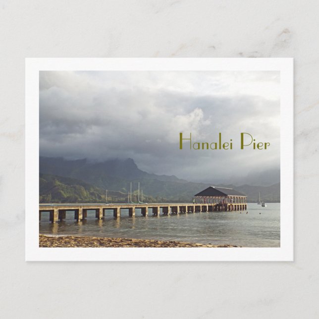 Postkarte, "HANALEI PIER MIT ÜBERSCHREITENDEN SCHL Postkarte (Vorderseite)