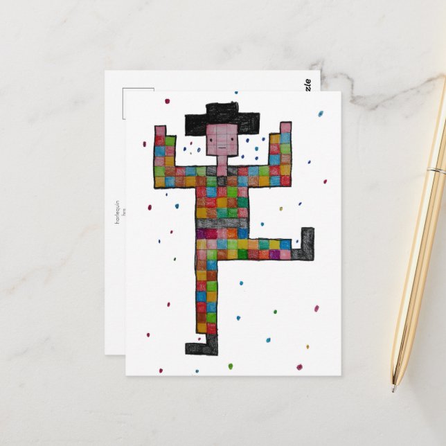 Postkarte _ Harlequin (Vorderseite/Rückseite Beispiel)