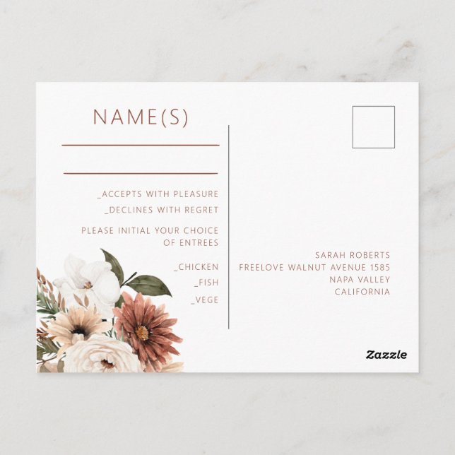 Postkarte Hochzeitskarte Rsvp-Karte (Rückseite)