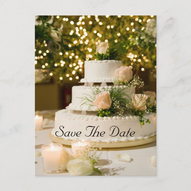 Postkarte— Hochzeitstorte Ankündigungspostkarte (Vorderseite)