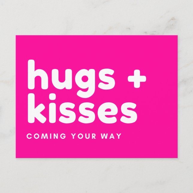 Postkarte - "hugs + kisses coming your way" (Vorderseite)