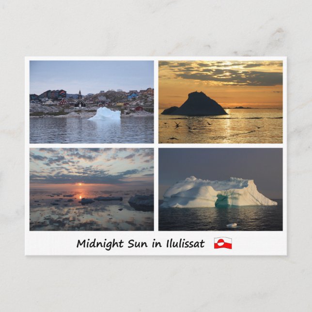 Postkarte Ilulissat Mitternachtssonne (Vorderseite)