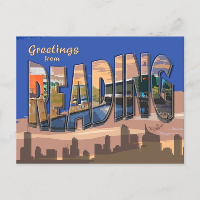 Postkarte im Retro-Stil Reading (Vorderseite)