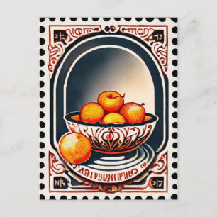 Postkarte im Stil der Briefmarke, Obst, Postüberga
