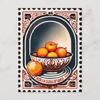 Postkarte im Stil der Briefmarke, Obst, Postüberga