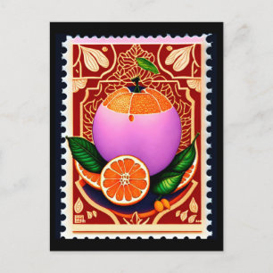 Postkarte im Stil der Briefmarke, Obst, Postüberga