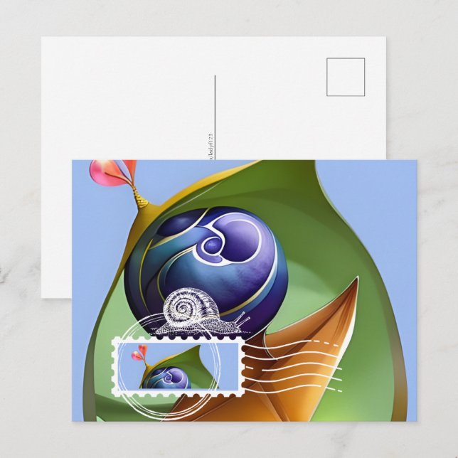 Postkarte im Stil Maxi Card, Schnecke, Postkreuzun (Vorne/Hinten)